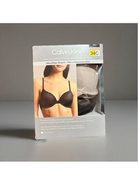 Calvin Klein 34C Plunge Push-Up Bras 2-Pack - Nude & Black